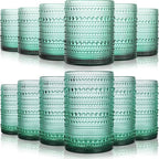 KMIGRUAN Hobnail Drinking Glasses Set of 12, 15Oz & 12Oz Cocktail Glasses | by KMIGRUAN