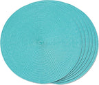 FunWheat Round Braided Placemats Set of 6 Table Mats by FunWheat