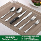 24-Piece Silverware Set with Steak Knives, Flatware Set Service - Image 6
