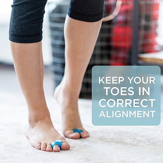 Mind Bodhi Single-Loop Toe Separators 4-Pack: Correcting Bunions and Restoring Toes to Their Original Shape - For Men and Women - Toe Spacers Bunion Corrector - Blue