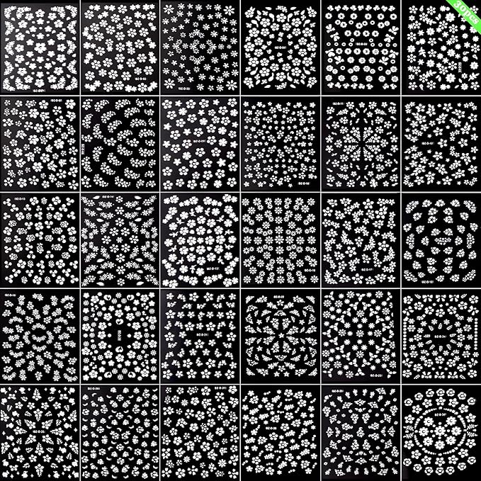 30 Sheets White Flower Nail Art Stickers - 3D Self Adhesive Daisy Decals for Spring Nail Art - Floral Supplies for Women and Girls