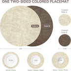 NCUE 13" Faux Leather Round Placemats Set of 6, Reversible Dual-Color | - Image 4