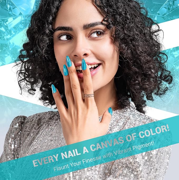 MelodySusie Blue Shimmer Glitter Gel Nail Polish,0.5fl oz Soak Off UV LED Translucent Jelly Glitter Blue Gel Polish Gift for Women Nail Art Manicure Salon DIY Nail Design Decoration at Home-2572