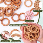 50 Pcs Boho Woven Rattan Napkin Rings Bulk Rustic Style Round Dining Table - Image 3
