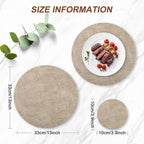 Round Faux Leather Placemats and Coasters, Reversible Heat Resistant Non-Slip - Image 3