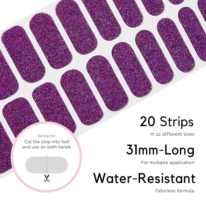 NAILOG Semi Cured Gel Nail Strips (20 Extra Long Polish Stickers/Wraps) │ Glossy & Long Lasting Soft Gel Finishing (RSVP)