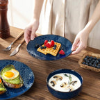 MALACASA 16 Pieces Dinnerware Sets, Farmhouse Plates and Bowls Sets, Embossed - Image 5