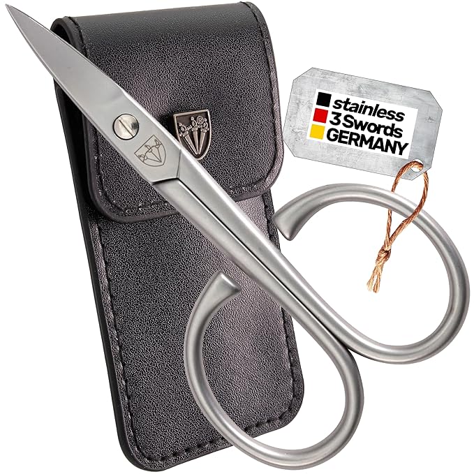 3 Swords Germany Solingen - brand quality STAINLESS STEEL INOX CURVED NAIL SCISSORS - STRONG SCISSORS FOR STRONG PEOPLE with case by 3 Swords Germany