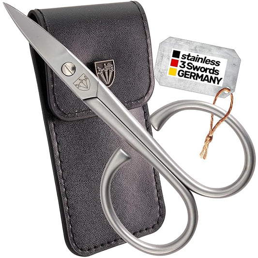 3 Swords Germany Solingen - brand quality STAINLESS STEEL INOX CURVED NAIL SCISSORS - STRONG SCISSORS FOR STRONG PEOPLE with case by 3 Swords Germany