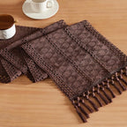 Macrame Style Boho Table Runner, 12x60 Inch Chocolate | Woven Boho Table Runner by ZEEMARTONLINE
