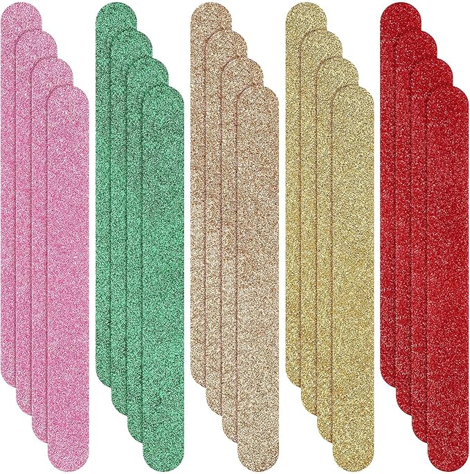 20 Pieces Glitter Nail File Colorful Nail Boards Nail Buffer Double Sided Emery Boards Fingernails Toenails Manicure Files Manicure Care Pedicure Tools for Women Girls (Bright Color)