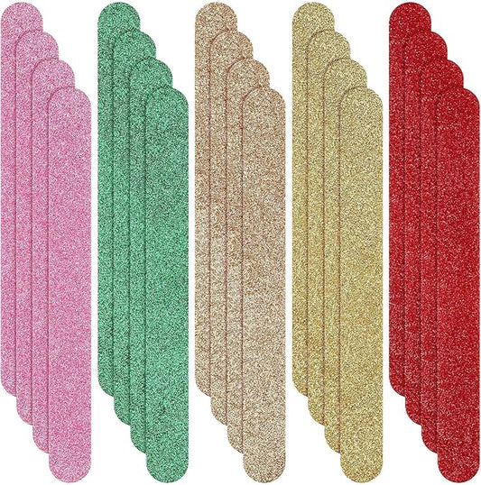 20 Pieces Glitter Nail File Colorful Nail Boards Nail Buffer Double Sided Emery Boards Fingernails Toenails Manicure Files Manicure Care Pedicure Tools for Women Girls (Bright Color)