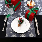Snowkingdom 2PCS Silver Christmas Snowflake Glitter Table Runner 108 Inch | - Image 5