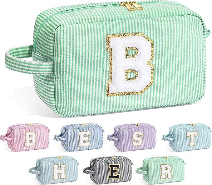 YOOLIFE Bridesmaid Proposal Gifts - Bridesmaid Gifts for Wedding Day, Bridal Shower Gifts, Bride To Be Gifts, Maid of Honor Gifts, Bachelorette Party Gift for Bride, Initial Makeup Bags for Women B