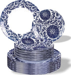 Blue Plastic Plates, Floral Disposable Plates, anniversaries, or holidays. by Hioasis