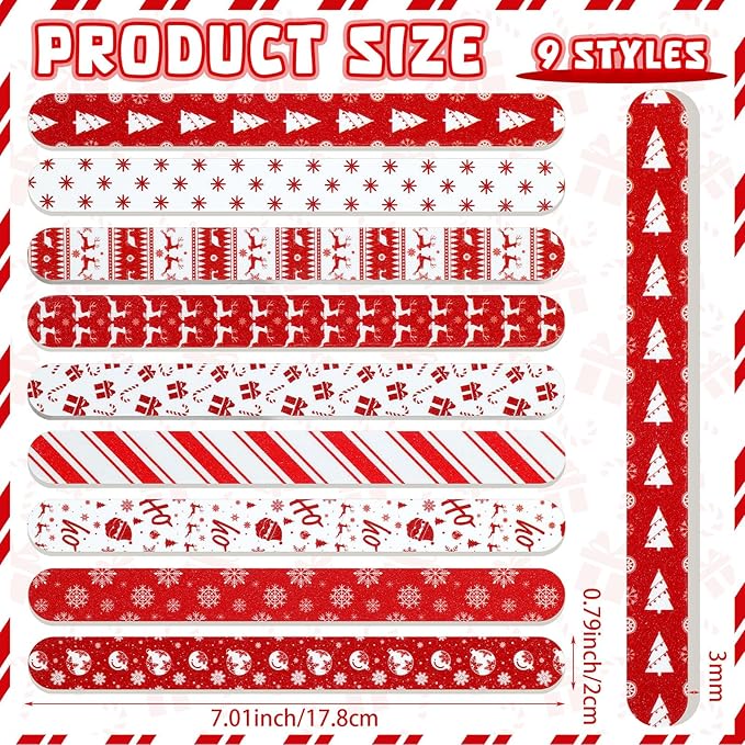 45 Pack Christmas Nail Files Gifts Bulk Holiday Emery Boards Double-Sided Christmas Party Nail Files Bulk Stocking Stuffers Christian Gifts for Women Customers Coworkers Staff(Reindeer)
