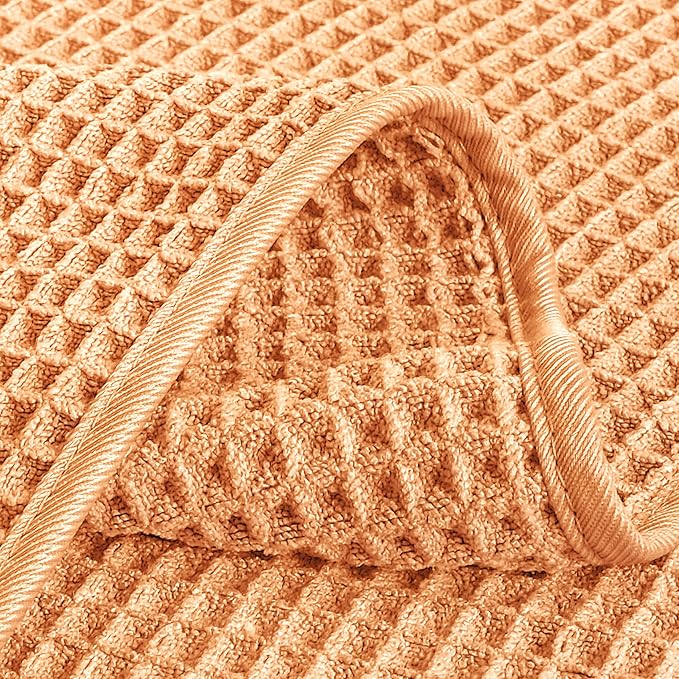 POLYTE Microfiber Lint Free Washcloth Face Towel, 13 x 13 in, 4 Pack (Waffle Weave)