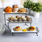Gibson Elite Gracious Dining 3-Tier Serving Display Stand, Rectangular White - Image 2
