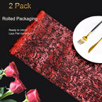 Snowkingdom 2Pcs Red Table Runner Roll Sequin Glitter Metallic Foil Sparkly - Image 3