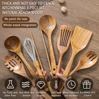 Natural Acacia Wooden Kitchen Utensils Set | Wooden Spoons - Image 5