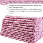 12 Packs 12 X 72 Inch Pink Sequin Table Runner Glitter Dining Table Runner - Image 2