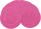 SHACOS Round Placemats Set of 8 Braided Cotton Polyester Table Placemat 15 inch by SHACOS