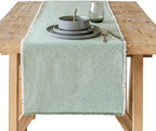 Over&Back 18x108 Woven Frayed Chambray Cotton Table Runner by overback