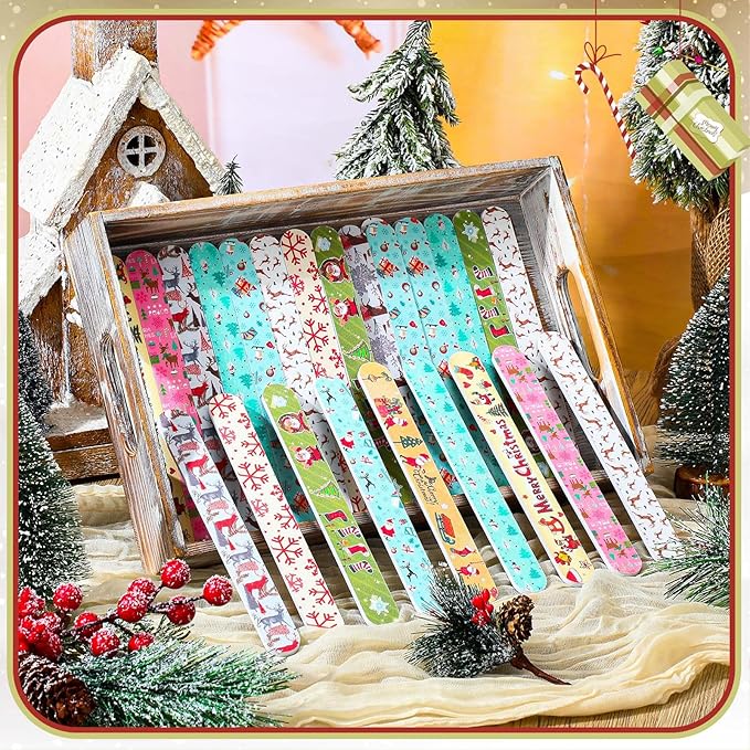 45 Pack Christmas Nail Files Gifts Bulk Holiday Emery Boards Double-Sided Christmas Party Nail Files Bulk Stocking Stuffers Christian Gifts for Women Customers Coworkers Staff(Santa)