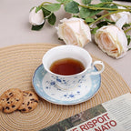 fanquare Blue Rose Porcelain Tea Cup and Saucer Set - Image 2