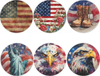 America Coasters Leather Round Drink Coasters 6 Pcs Set - Image 2