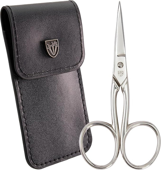 3 Swords Germany - Embroidery Scissors, Shears for Art Work, Daily Use in Household, Sewing, Art Work, Craft with black Synthetic Leather case