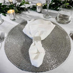 Handmade Beaded Coasters, Glass Bead Coasters in Silver, Coffee Table Décor - Image 3