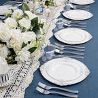 Nervure 600Pcs Silver Plastic Plates, Plastic Dinnerware Set - Image 4