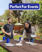 PartyPrints 100 Pack Small 10 to 12 oz Royal Blue Reusable Blank Plastic Cups - Image 6