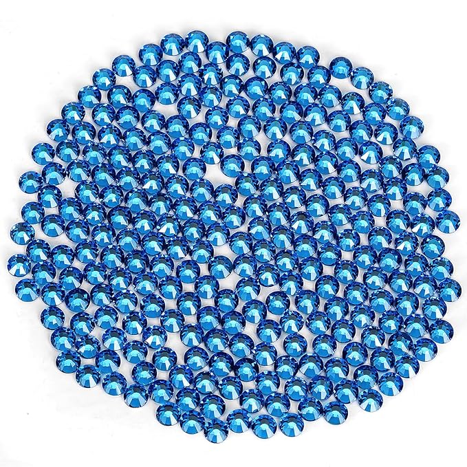 Novani Rhinestones 3000Pcs Flatback Crystal Round Loose Gemstones Glass Rhinestones for Crafts Makeup Nail Art Clothes Shoes DIY Decorations(SS8, 2.3-2.5mm,Capri Blue)