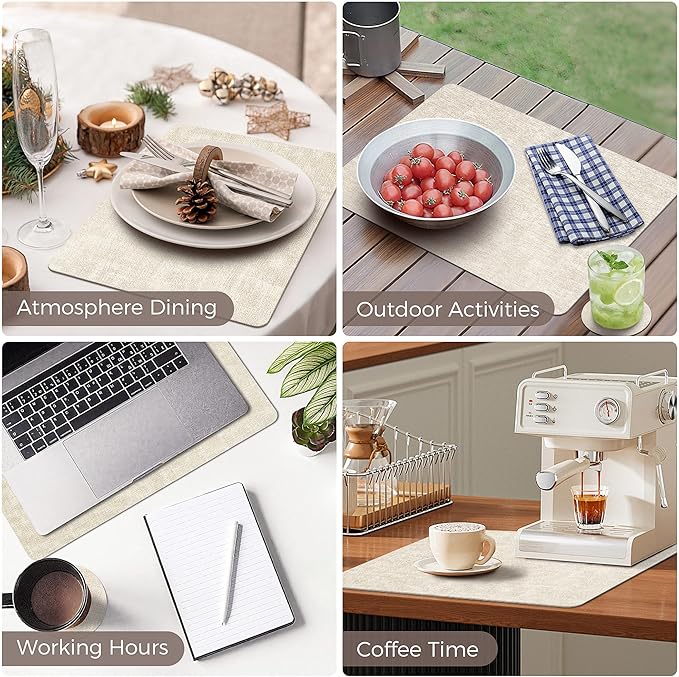 NCUE Vinyl Placemats Set of 4, Heat Resistant, Nonslip Faux Leather Waterproof - Image 6