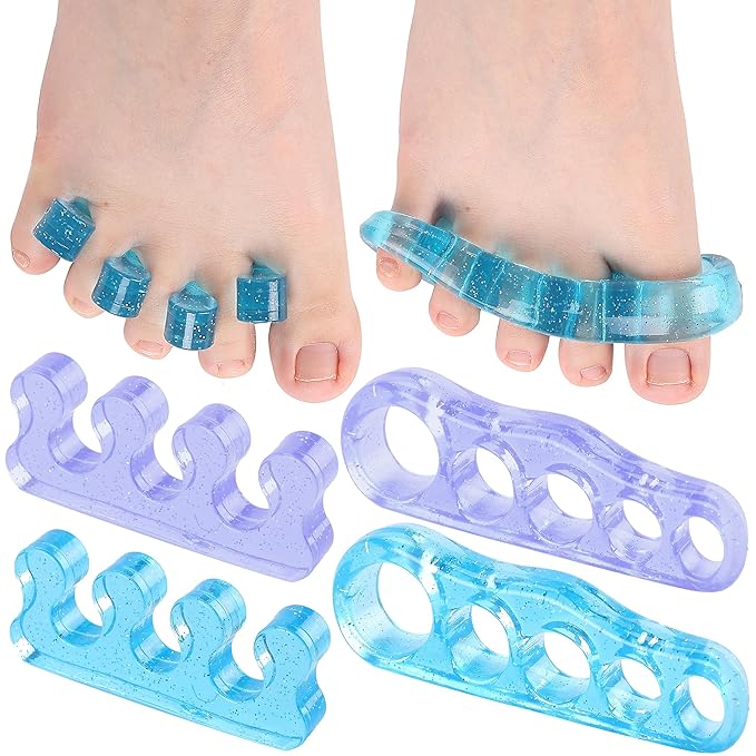 Dr. JK- ToePal Gel Toe Separator, 4 Pairs, Toe Spacers, Bunion Corrector, Blue & Purple, Christmas Gifts