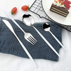 JASHII Flatware Serving Set 24 Piece, Stainless Steel Silverware Set, Modern - Image 7