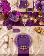 Nervure 350Pcs Purple Plastic Plates, Plastic Dinnerware Set - Image 2