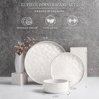 HaWare Dinnerware Sets, 12-Piece Plates and Bowls Set, Speckled White | - Image 2