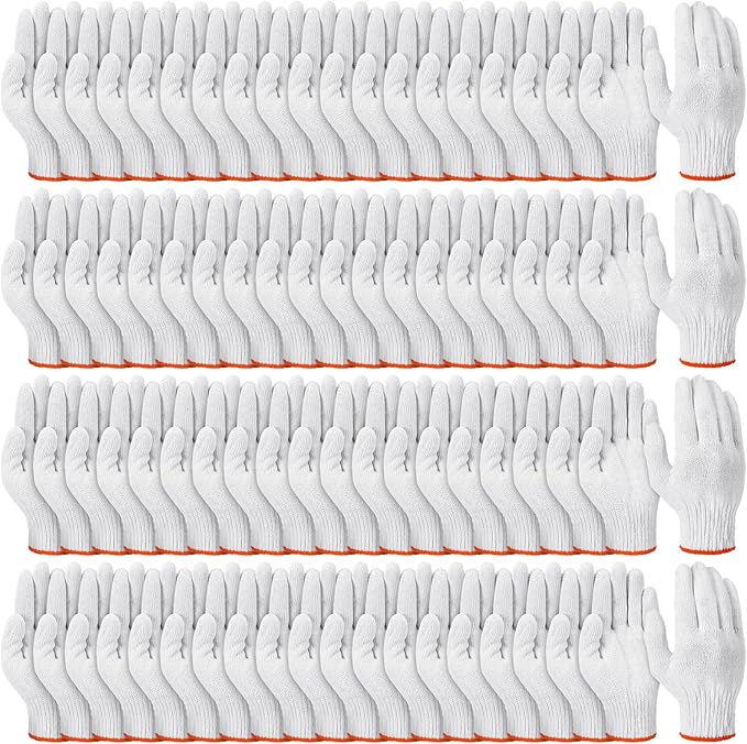 Sureio 100 Pairs Cotton Gloves Hand Cotton Liners Safety Knitted Polyester Gloves for BBQ Roping Men Women
