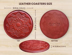 Handmade Leather Coasters 4" for Drinks - Image 3