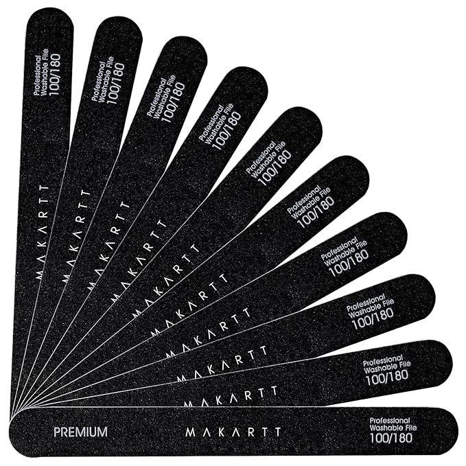Makartt Nail File 100 180 Grit Emery Boards for Nails 10pcs Black Nail Files Professional Washable Doubled Sides Nail File Kit for Natural Acrylic Nails Coarse for DIY Salon Use