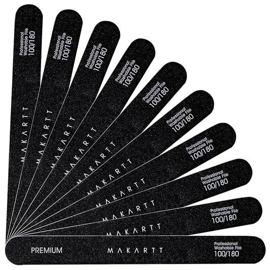Makartt Nail File 100 180 Grit Emery Boards for Nails 10pcs Black Nail Files Professional Washable Doubled Sides Nail File Kit for Natural Acrylic Nails Coarse for DIY Salon Use