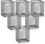 Segarty Pen Cup Holder, 6 Pack Square Silver Pen Holder by Segarty
