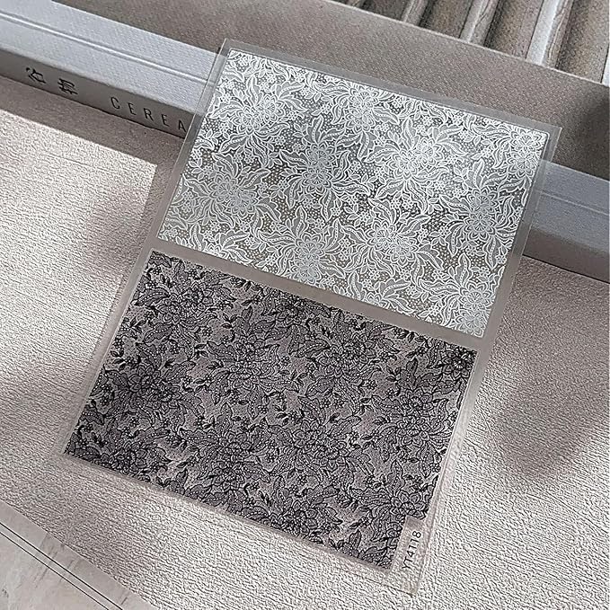 1 Sheets Embossed Lace Nail Decals for Nail Art Black White Flower Nail Stickers 5d Self-Adhesive Lace Flowers Nail Decals Fall Winter Nail Decoration for Women Nails Designs Accessories