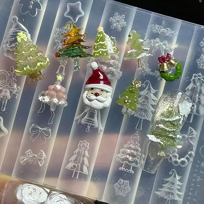 1 Pcs Christmas Silicone Nail Art Molds for Women Resin Nail Design