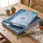 Hiceeden Set of 2 Boho Floral Serving Tray - Image 6