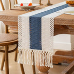 Boho Table Runner for Home Decor 12x60 Blue Fall Rustic Decorations | 60 Inches - Image 4