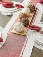 DII Dobby Stripe Table Runner, Barn Red & Cream Background | Woven Decorative - Image 7